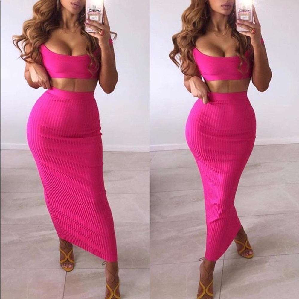 House of Cb Eve Hot Pink Bandage Set